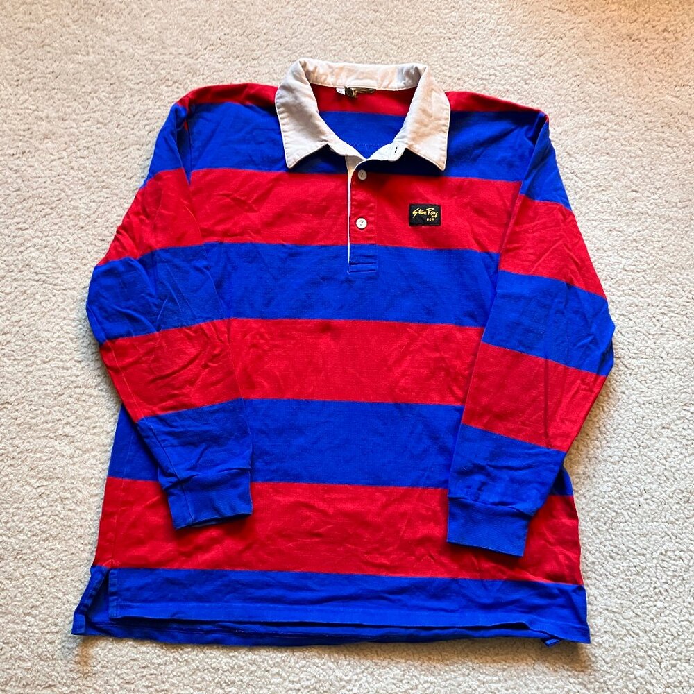 Stan Ray red and blue stripe rugby polo